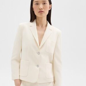 Theory Shrunken Patch Pocket Poly Blazer- NWT